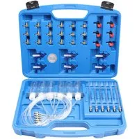 CCLIFE Common Rail Tester für Diesel-Injektoren - Prüfgerät zur Bestimmung der Rücklaufmenge von Diesel-Einspritzdüsen. Ideal für bis zu 6 Injektoren, inklusive 24 Adapter für verschiedene Hersteller. Präzise und zuverlässig für den professionellen Einsatz.