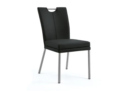 Niehoff Colorado Stuhl 551 – Leder schwarz, Edelstahlgestell - Eleganter Polsterstuhl mit hochwertigem Lederbezug und robustem Edelstahlgestell. Ideal für stilvolle Einrichtungskonzepte. Schaffen Sie eine gemütliche Atmosphäre in Ihrem Esszimmer.
