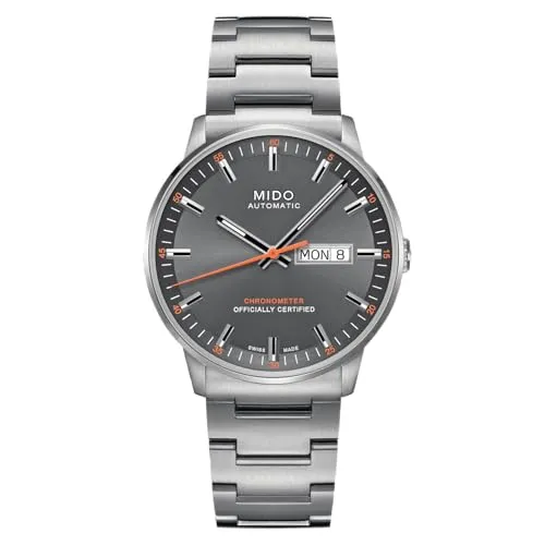 MIDO Herren-Armbanduhr Analog Automatik Edelstahl M0214311106101 - Armbanduhren für Herren, elegante Automatikuhr mit Edelstahlarmband und anthrazitfarbenem Ziffernblatt, ideal für stilbewusste Männer.