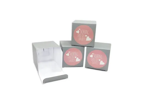 Gastgeschenke Hochzeit groß, Faltschachteln+Aufkleber Pillow box 24