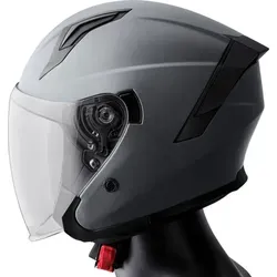 GMS-Moto Vectus Jethelm - Matt-Grau - XL - Hochwertiger Jethelm aus Polycarbonat mit ECE 22.06 Zertifizierung. Integrierte Sonnenblende, kratzfreies Visier und komfortables Innenfutter sorgen für ein sicheres und angenehmes Fahrerlebnis.