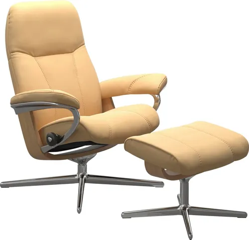 Stressless® Relaxsessel Consul (Set, Relaxsessel mit Hocker), mit Hocker, mit Cross Base, Größe S, M & L, Holzakzent Eiche