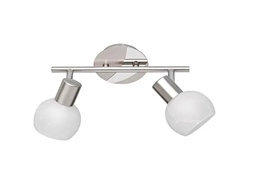 TRIO R80172007 Antibes Spotleuchte - E14 2x28W - Moderne Spotleuchte aus Metall im Nickel-Design, ideal für niedrige Decken. Unterstützt umweltfreundliche E14 LED-Leuchtmittel für Energieeinsparungen und lange Lebensdauer.
