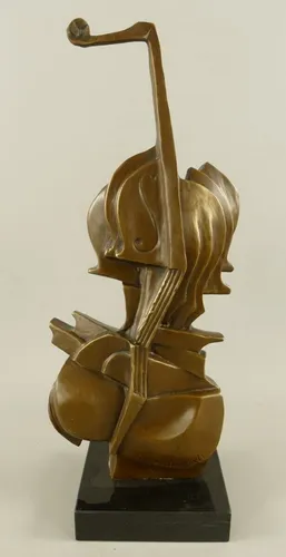 Casa Padrino Bronze Deko Skulptur Geige Bronze / Schwarz H. 41 cm - Abstrakte Sc