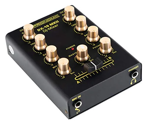 Pronomic DX-10 MKII DJ Mixer - kompakter 2-Kanal DJ-Mixer mit 2-Band Equalizer, ideal für mobile DJs und kleine Events