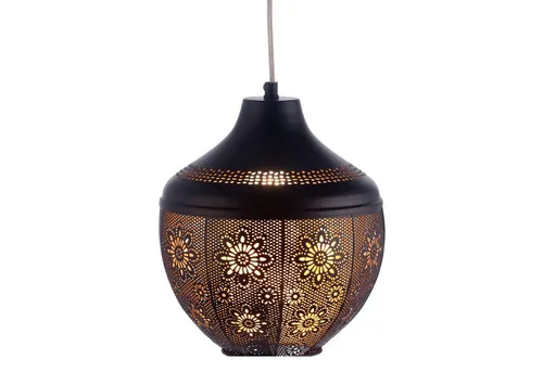 Marrakesch Orient & Mediterran Interior Deckenleuchte Boha 27cm - Handgefertigte Metall Hängeleuchte - Lampen: Verwandeln Sie Ihr Zuhause mit der handgefertigten Orientalischen Hängeleuchte Boha in einen magischen Ort. Die kunstvollen Perforationen erzeugen einzigartige Lichteffekte für eine entspannte Atmosphäre.