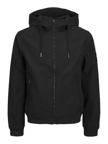 JACK & JONES Herren Jjebasic Softshell Hood Noos Jacke, Schwarz, EU S - Funktionsjacke mit normalem Schnitt, ideal für die Übergangszeit. Ausgestattet mit einer praktischen Innentasche für zusätzlichen Komfort.