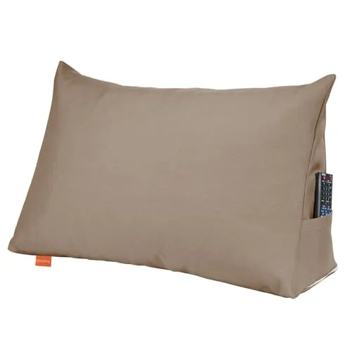 Sleepling Rückenkissen Keilkissen für Bett und Sofa - Lendenkissen mit abnehmbarem, waschbarem Bezug und praktischer Seitentasche für Lesebrille oder Fernbedienung – ideal für komfortables Lesen und Entspannen.