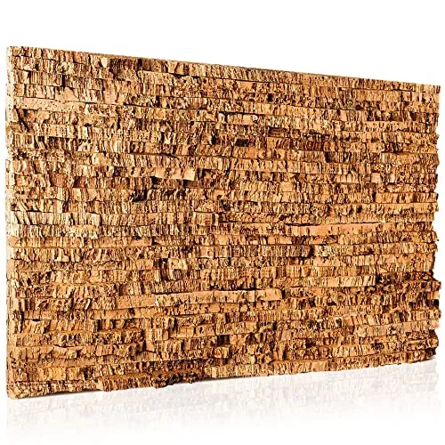 Wandgestaltung aus Kork | Korkplatte 90x60 cm mit 3D Relief - Wandskulpturen aus 100% veganem Naturkork, einzigartiges Unikat aus Weinkorken-Resten, ideal für Wohnbereiche und Terrarien, sicher für Mensch und Tier.