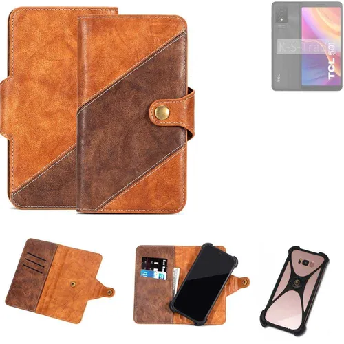 Handy-Hülle für TCL 501 Wallet Case Cover Smarthphone Braun