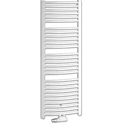 Kermi Basic-50 R Bad- und Wohnheizkörper gebogen 450 x 1770 x 51 mm - Glanzsilber - Bad- & Designheizkörper, elegantes gebogenes Design in Glanzsilber für effiziente Wärme und stilvolle Raumgestaltung.
