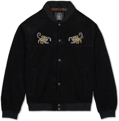 VOLCOM FA MICKEY MASON Jacke 2026 black - L - Stylische Cord-Collegejacke für Herren im Western-Look mit einzigartigen Mickey Mason-Designs. Bequem und lässig, ideal für jeden Anlass. Mit Druckknopfverschluss und praktischen Taschen.