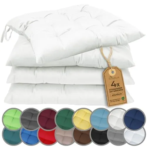 NatureMark 4er Set Stuhlkissen 40x40 cm – Komfortable Sitzkissen für Innen & Außen - Hochwertige Stuhlkissen für Garten und Zuhause, schadstoffgeprüft nach Öko-Tex Standard 100. Waschbar bei 30°C, robust und langlebig – der perfekte Komfort für jeden Anlass!