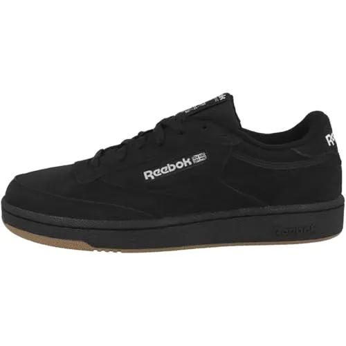 Reebok Unisex Club C 85 Sneaker - Cblack Ftwwht Rbkle3, 43 EU - Herren-Sneaker mit strapazierfähigem Glattleder, dämpfender Schaumstoff-Zwischensohle und robuster Gummi-Außensohle für optimale Traktion und Komfort.