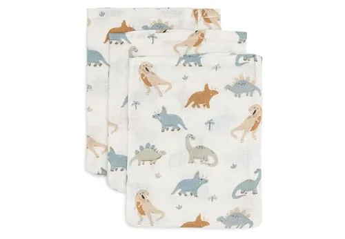 Jollein 536-848-67100 Waschlappen/Waschhandschuhe 3er Set Dino - Roarsome (15x20 cm)