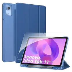 Fintie Hülle mit Schutzfolie für Lenovo Idea Tab 11 Zoll 2025 (TB-336ZU/ TB-336FU) - Ultradünn Schutzhülle mit Translucent Rückseite Cover mit... - Navy