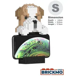 JEKCA Bricks English Bulldog Handyhalter 01S ST05DPS01 - Kreativer Handyhalter aus Bausteinen im Bulldoggen-Design, ideal für den Schreibtisch und ein echter Hingucker. Perfekt für Baustein-Liebhaber und Tierfreunde.