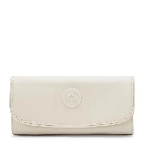 Kipling MONEY LAND Große Geldbörse, Beige Pearl (Weiß) - Damen-Geldbörse aus 100% recyceltem Polyester, wasserabweisend und umweltfreundlich, ideal für stilbewusste Frauen.