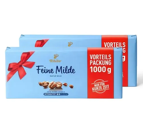 Tchibo Feine Milde Gemahlener Kaffee Vorteilspackung - 2 x 1 kg - Filterkaffee aus Deutschland, fein gemahlen und perfekt für den täglichen Genuss. Immer frische Ware mit ausgewogenem Geschmack.