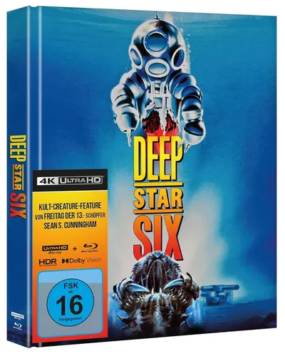 Deep Star Six (Mediabook, 4K-UHD+Blu-ray) - Fesselndes Unterwasserabenteuer mit prähistorischem Horror. Die Crew kämpft ums Überleben gegen ein gigantisches Wesen. Hochwertige 4K-UHD- und Blu-ray-Qualität für ein intensives Filmerlebnis.
