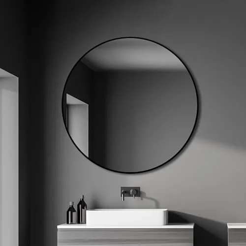 Badspiegel Talos Picasso - runder Badezimmerspiegel Ø 100 cm schwarz - Badezimmerspiegel mit elegantem Design, ideal für moderne Badezimmer. Perfekte Wandmontage und stilvolle runde Form in zeitlosem Schwarz.