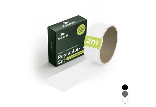 Nematek Insektenschutz-Fensterrahmen Reparatur-Set für Insektenschutzgewebe 4,5 x 200cm Reparatur Klebeband