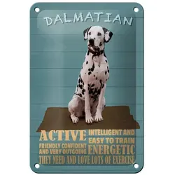 Femer GmbH Metallschild Spruch 12x18cm Dalmatian Hund active and easy, (1 St), gewölbte Oberfläche, abgerundete Ecken, umgeschlagene Kanten