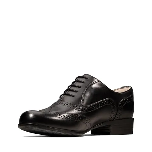 Clarks Damen Hamble Oak Derby, Schwarz Black Leather 39.5 EU - Damen-Schnürhalbschuhe aus Glattleder, komfortabel und nachhaltig gefertigt für ein angenehmes Tragegefühl.