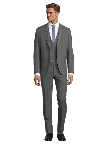 Steffen Klein Herren Business Anzug 3-teilig mit Weste - Eleganter 3-teiligers Anzug für Herren in Slim Fit, ideal für Business und besondere Anlässe. Die zweireihige Weste sorgt für einen stilvollen Look und ist regulierbar.
