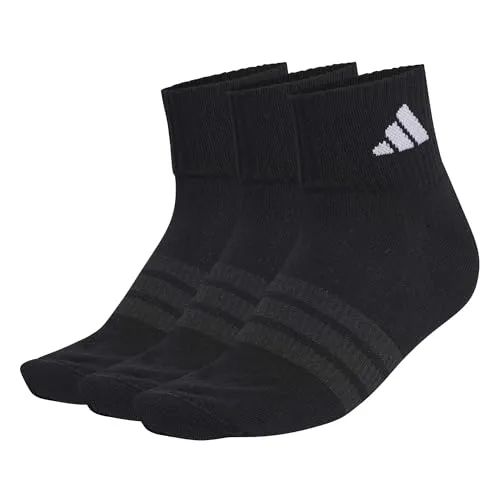 adidas Unisex Cushioned Sportswear Ankle Socks 3 Pair Pack, black/black/white, 37-40