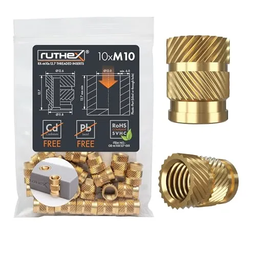 Ruthex M10 threaded insert – Rx-M10x12,7 - 10 pcs GE-M10x127-001