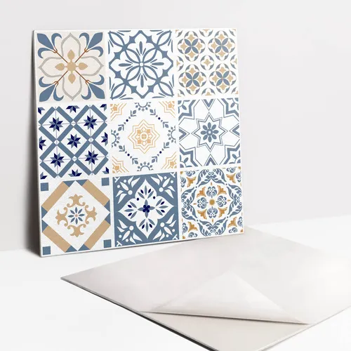 Selbstklebende PVC-Wand- und Bodenfliesen Ornamentmosaik - Moderne, quadratische Fliesen (30x30 cm) aus Vinyl, ideal für Küche und Wohnzimmer. Einfach anzubringen und pflegeleicht für eine stilvolle Raumgestaltung.