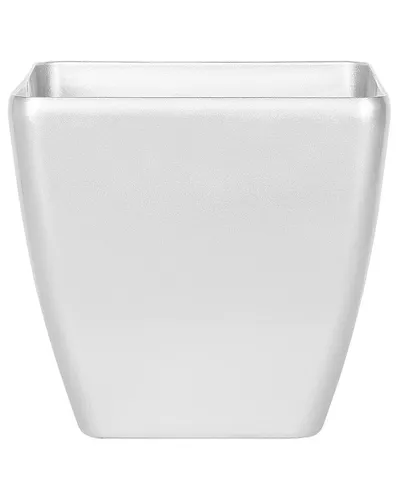 Silberner Blumenkübel glänzend 50x50x48 cm - Astras - Eleganter quadratischer Blumentopf aus Kunstharz im glänzenden Silber, ideal für den Außenbereich. Robuste Bauweise und modernes Design für Ihre Pflanzen.