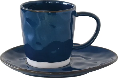 Tasse mit Untertasse INTERIORS blue blau 250ml aus Porzellan Easy Life WA