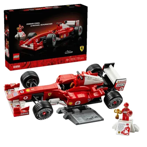 LEGO® Icons 11375 Ferrari F2004 - Michael Schumacher - Entdecken Sie das LEGO Set 11375 mit dem ikonischen Ferrari F2004 und einer Minifigur von Michael Schumacher. Perfekt für Sammler und Fans des Motorsports.
