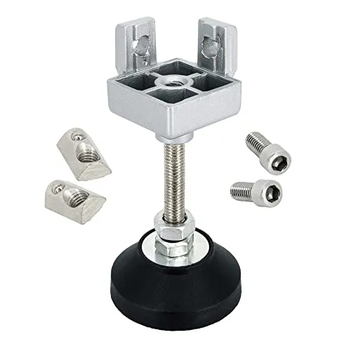 SCHMIDT systemprofile Fußverbinder 40x40mm Nut 8 - Höhenverstellbarer Standfuß für Aluminiumprofile 40x40 mm, ideal für individuelle Lösungen mit einfacher Anpassung und hoher Belastbarkeit bis 30 kg.