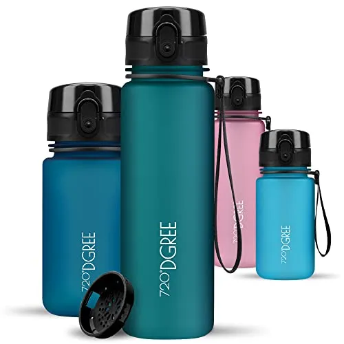 720°DGREE Trinkflasche Kinder 500ml “uberBottle“ softTouch +Sieb - Auslaufsicher, BPA-Frei - Flasche für Schule, Sport, Fitness - Wasserflasche aus Tritan - Schmal, Leicht, Stoßfest, Wiederverwendbar
