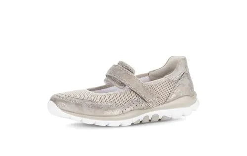 Gabor rollingsoft Riemchenballerina 86.961.95 Beige 40,5 - Komfortabler Klettverschluss - Eleganter Ballerina aus weichem Nubukleder mit flexibler Laufsohle für ein angenehmes Tragegefühl. Ideal für individuelle Einlagen und den täglichen Einsatz.