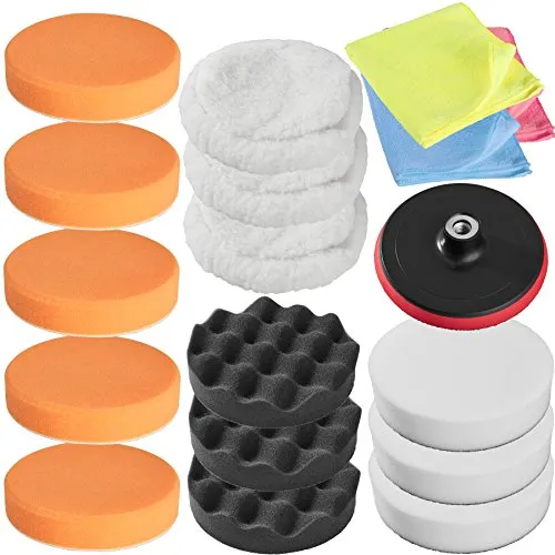 tectake® 18 teiliges Polierset Polierschwamm Set für Poliermaschine Schwamm Auto polieren