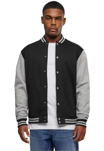 Urban Classics Herren 2-Tone College Sweatjacket, Blk/Gry, M - Funktionsjacken mit vielseitigen Farboptionen und klassischem Design, gefertigt aus hochwertigem Material für optimalen Tragekomfort.