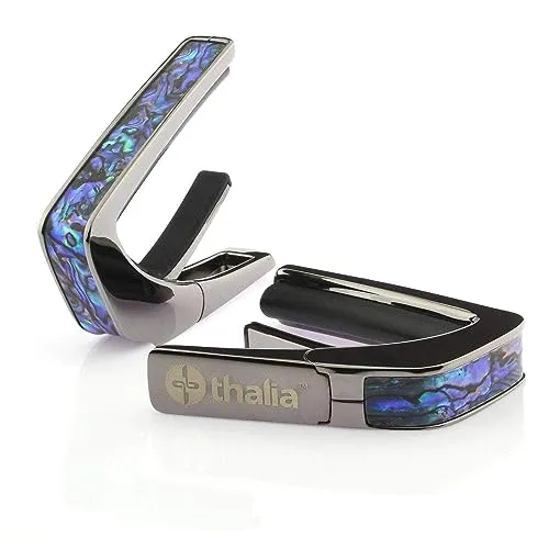 Thalia Exotic Shell Series Kapodaster mit schwarzem Chrom-Finish und blauer Abalone Einlage