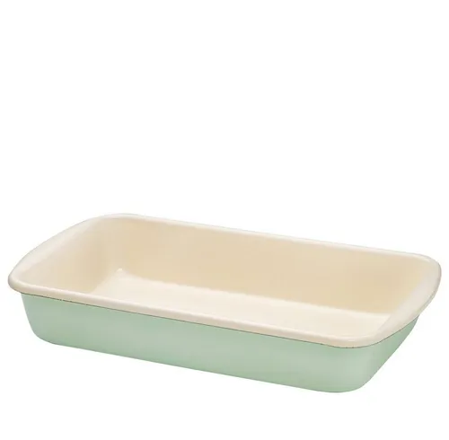 Riess Auflaufform Classic Pastell – Nilgrün - Hochwertige Emaille Auflaufform (38 x 22,5 cm) in Nilgrün, schnitt- und kratzfest sowie hitzefest bis 450°C. Ideal für energiesparendes Kochen und langlebig durch CO2-neutrale Produktion.