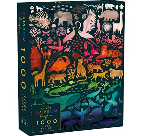 Elena Essex Puzzle 1000 Teile - Rainbow Kingdom/Puzzle für Erwachsene/Puzzle 1000 Schwarz/Pride Tier Farbverlauf/Größe 70 x 50 cm