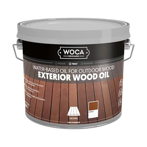 WOCA Exterior Holz Öl - Merbau 2,5L - Reinigungsmittel für Gartenmöbel und Holzterrassen, wasserbasierend und schnell trocknend, schützt vor Schimmel und verleiht eine schmutzabweisende Oberfläche.