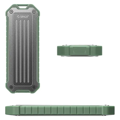 Orico Otpx-G2 M.2 NVMe/SATA SSD Gehäuse USB-C 3.2 - Grau-Grün - Festplattengehäuse für M.2 NVMe und SATA SSDs, robust und portabel mit USB-C 3.2 für blitzschnelle Datenübertragungen, ideal für unterwegs.
