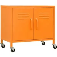 vidaXL Lagerschrank Orange 60x35x56cm - Schränke für das Heimbüro – robuster Stahlschrank mit verstellbarem Einlegeboden und praktischen Rollen für flexible Mobilität.
