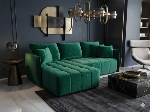 CORNERO Ecksofa CHICAGO L-Form mit Schlaffunktion und Stauraum - Grün - Das CHICAGO L Ecksofa vereint modernes Design mit Funktionalität. Die Schlaffunktion und der integrierte Stauraum bieten praktische Lösungen für jedes Zuhause. Ideal für stilvolle Entspannung und vielseitige Nutzung.