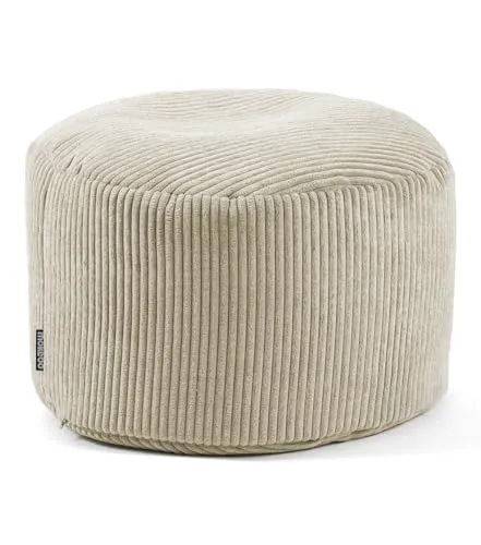 mokebo Pouf Der faule Lenz - Stylischer Cord Sitzhocker in Beige - Hochwertiger Pouf aus Cordstoff, MADE IN GERMANY, mit anpassbarer Füllung für individuellen Komfort. Ideal für gemütliche Stunden und als stylischer Akzent in deinem Zuhause.