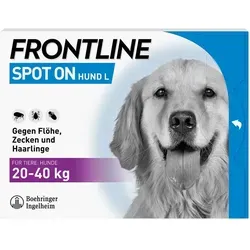 FRONTLINE SPOT ON Hund L - Zecken- und Flohmittel für Hunde (20-40 kg), wirkt bis zu 8 Wochen gegen Flöhe und 4 Wochen gegen Zecken. Schützt zuverlässig und ist auch für Welpen ab 12 Wochen geeignet.