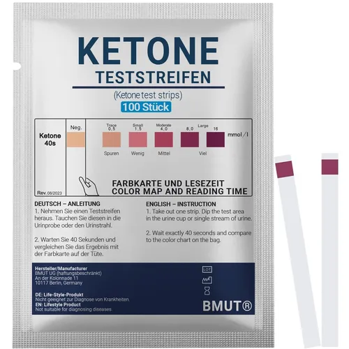 100x Ketose Teststreifen für Ketonmessung - Blutzucker-Teststreifen zur präzisen Ketonmessung, ideal für Keto-Diäten und zur Überwachung der Ketose.